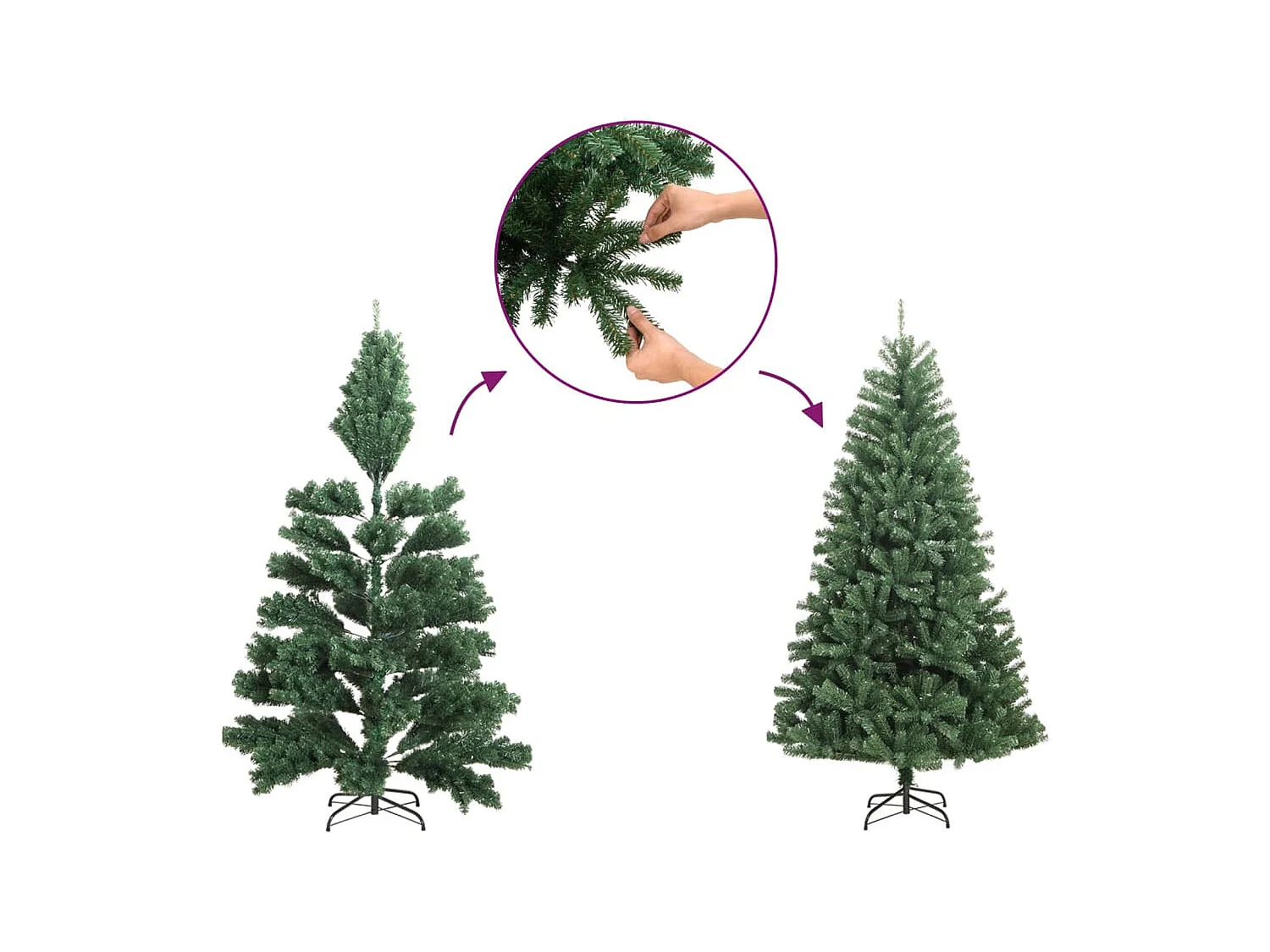 Kunstkerstboom met standaard half 120 cm PVC zwart