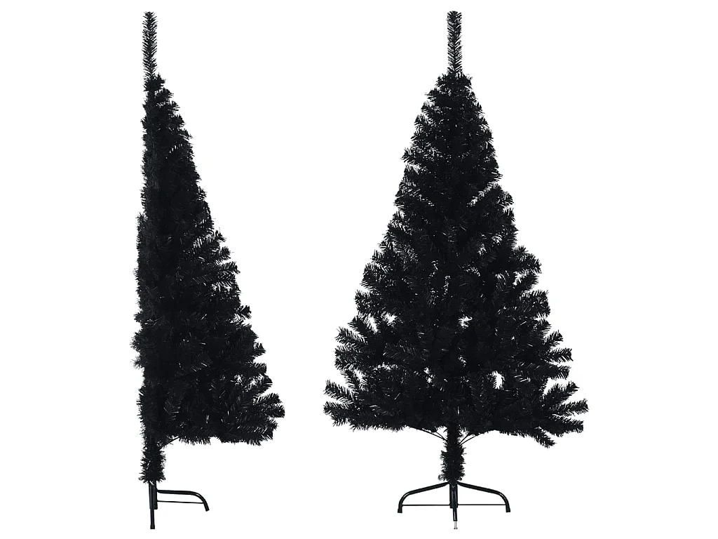 Demi sapin de Noël artificiel avec support Noir 120 cm PVC