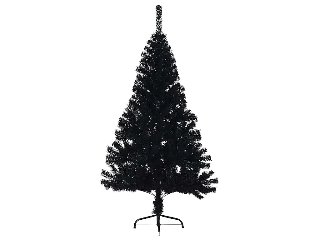 Demi sapin de Noël artificiel avec support Noir 120 cm PVC