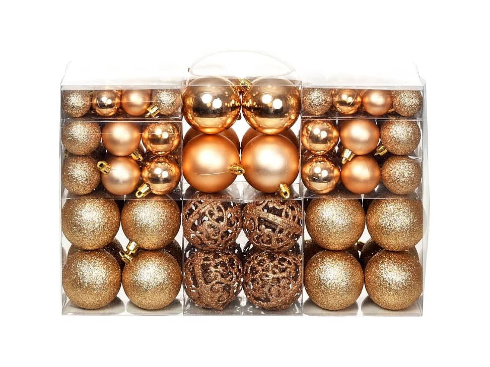 Ensemble de boules de Noël 100 pcs 3/4/6 cm Rose/Doré