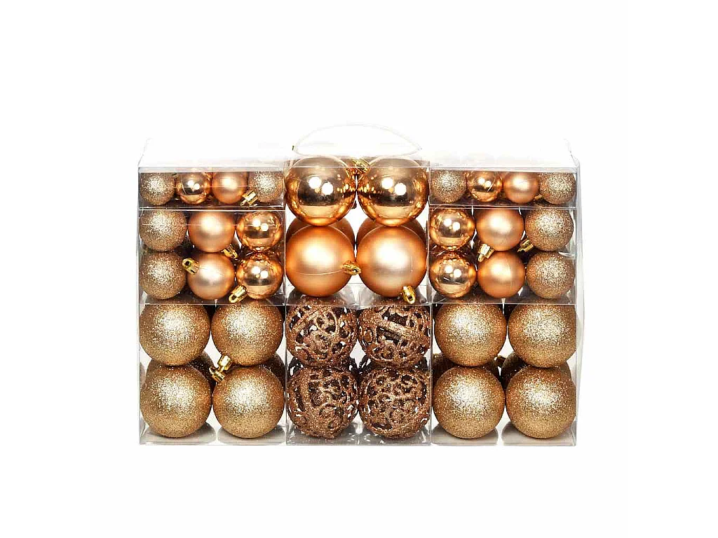 100-delige Kerstballenset 3/4/6 cm rose/goudkleurig