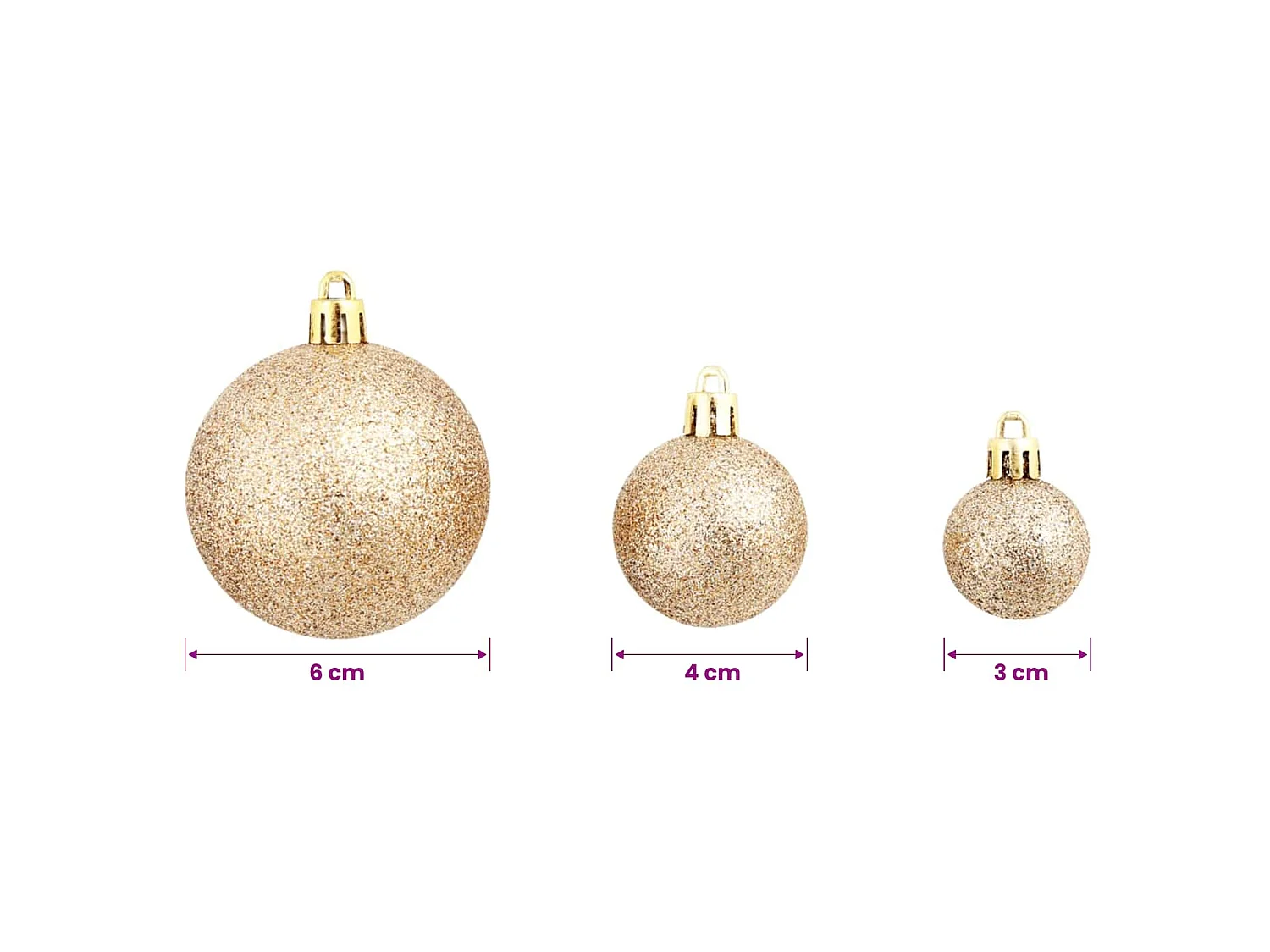 100-delige Kerstballenset 3/4/6 cm rose/goudkleurig