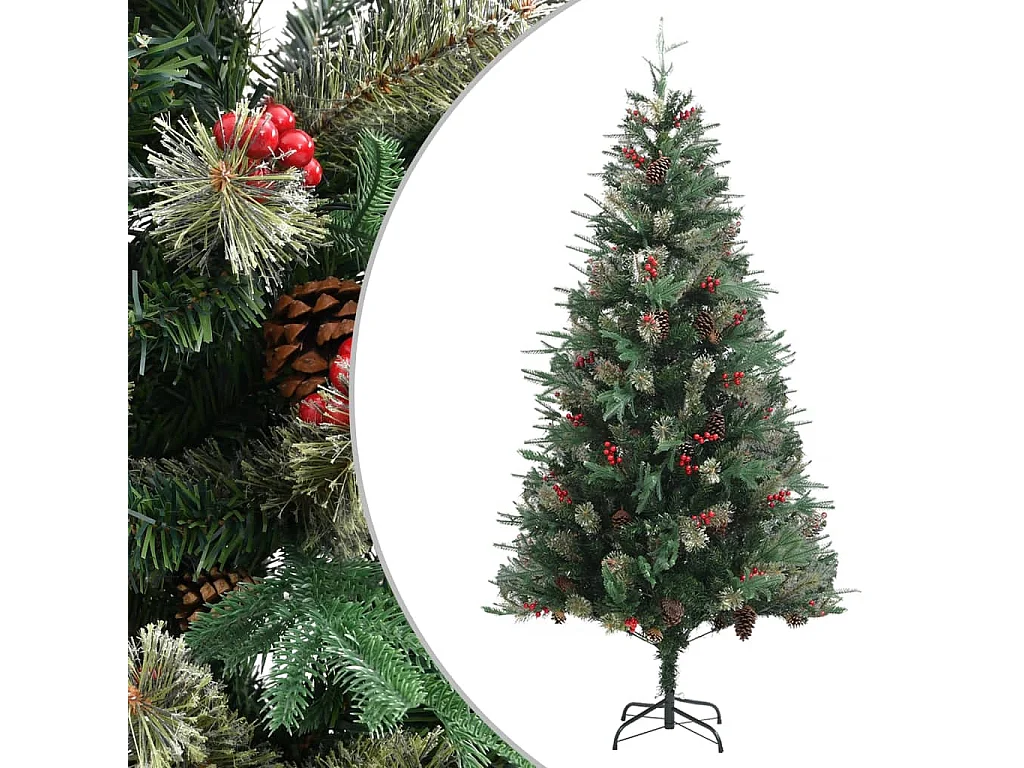 Kerstboom met dennenappels 225 cm PVC en PE groen