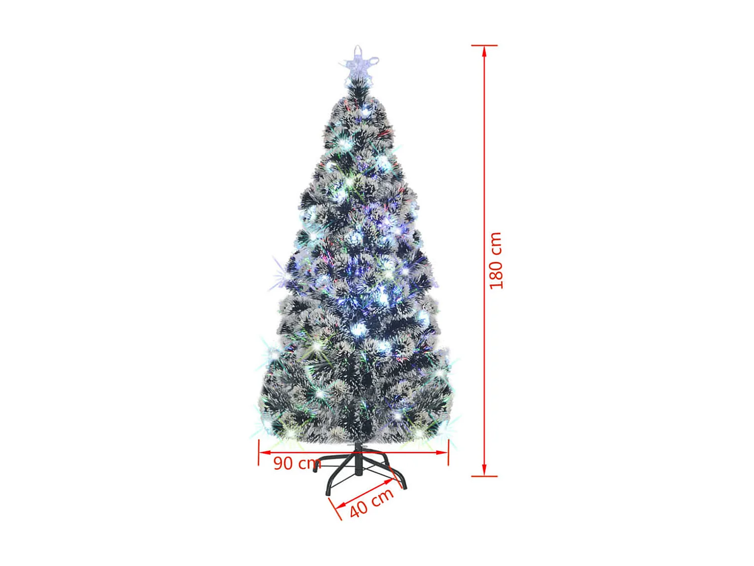 Arbre de Noël pré-éclairé avec support et LED 180 cm fibre optique