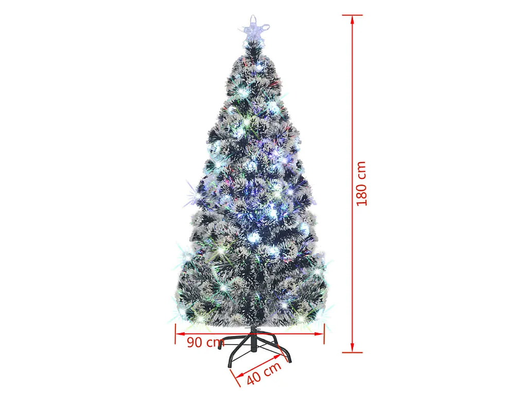Voorverlichte kerstboom met standaard en LED 180 cm glasvezel