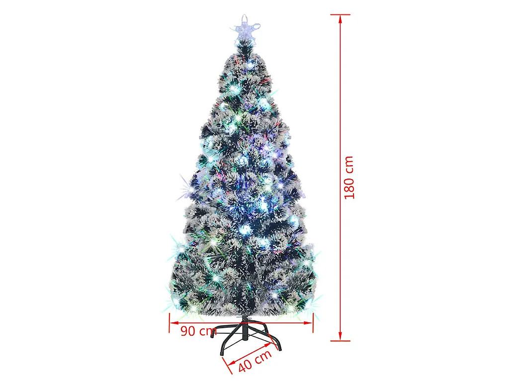Voorverlichte kerstboom met standaard en LED 180 cm glasvezel
