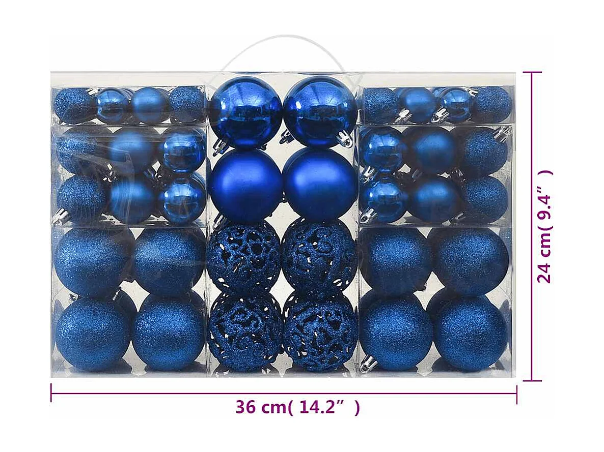 Ensemble de boules de Noël 100 pcs Bleu
