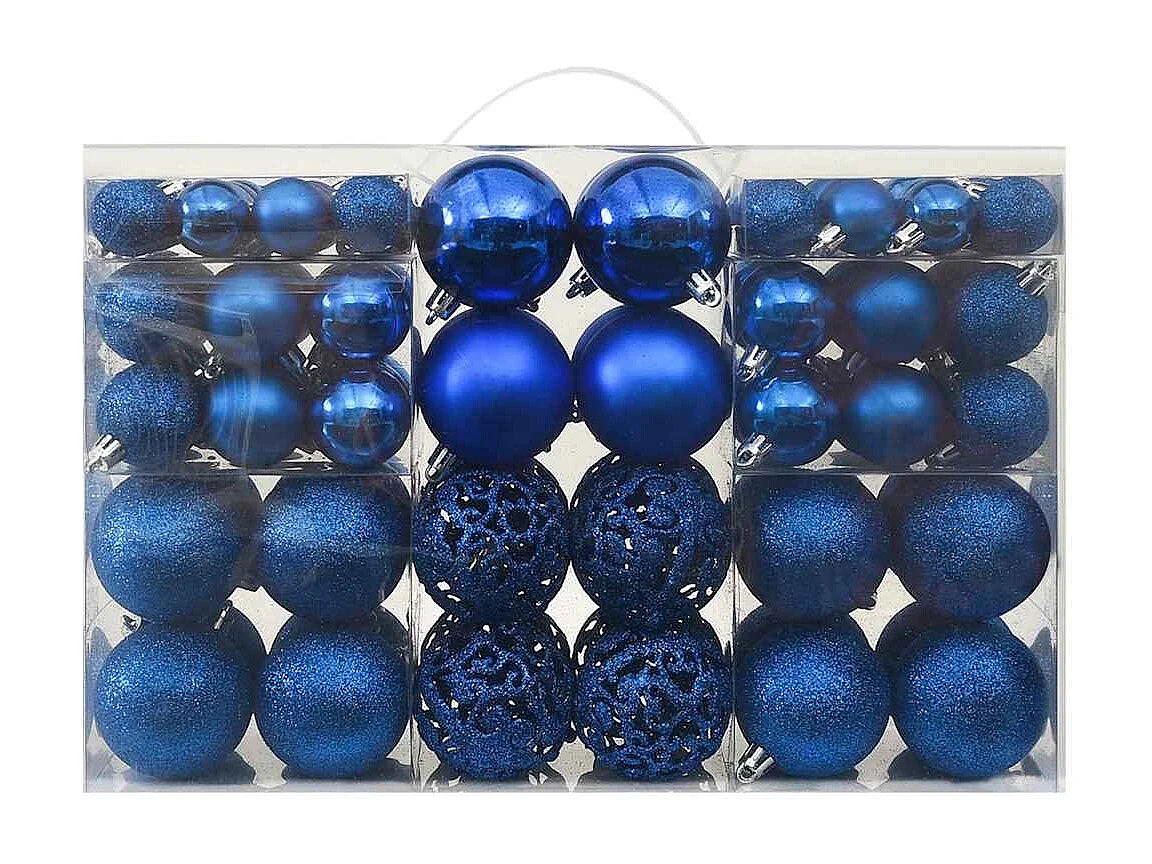 100-tlg. Weihnachtskugel-Set Blau