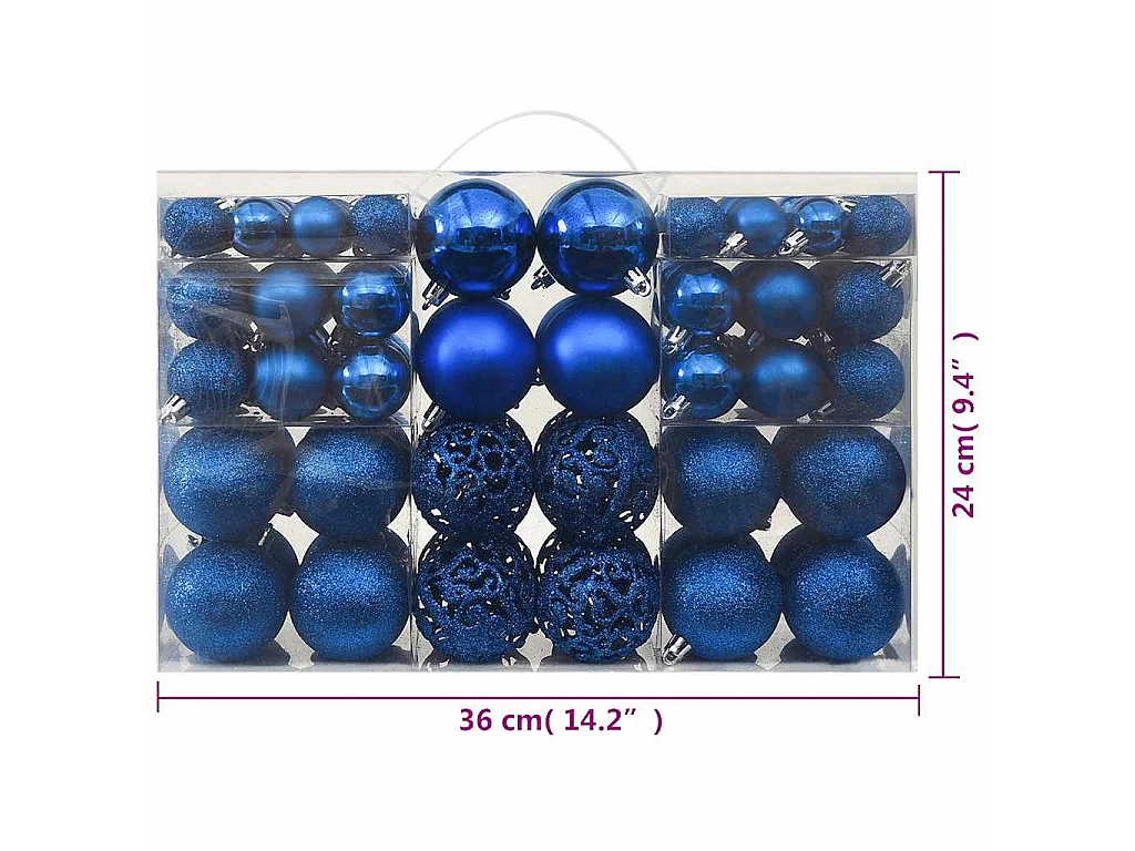 Ensemble de boules de Noël 100 pcs Bleu