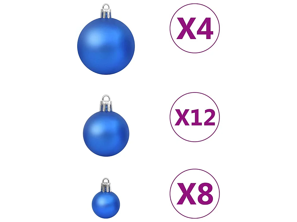 Ensemble de boules de Noël 100 pcs Bleu
