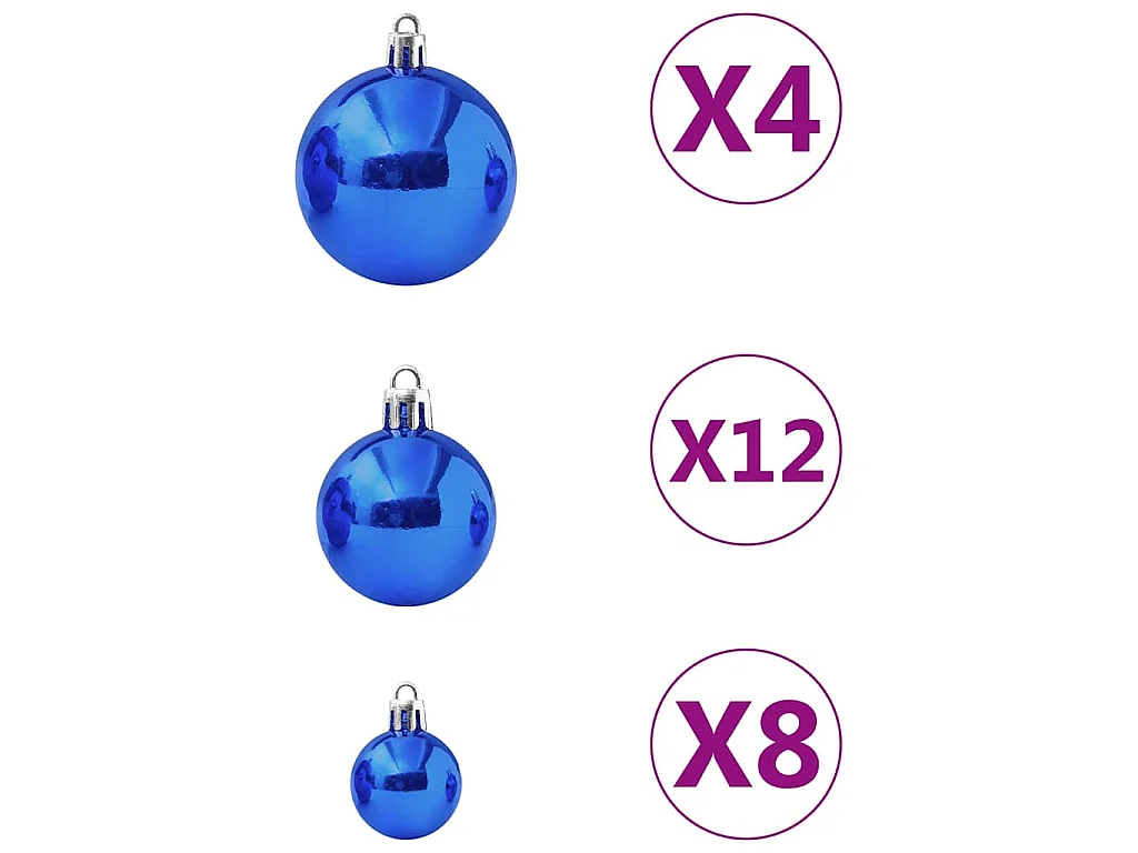 Ensemble de boules de Noël 100 pcs Bleu