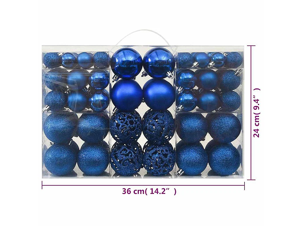 Ensemble de boules de Noël 100 pcs Bleu
