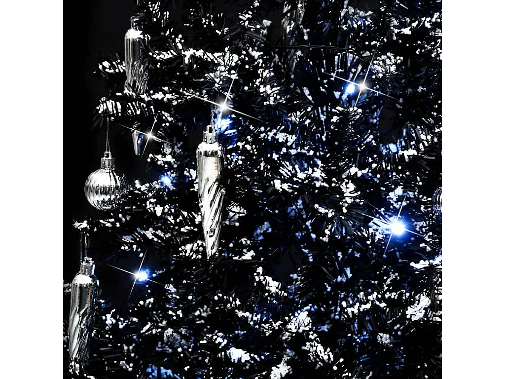 Albero di Natale con Nevicata e Base ad Ombrello Nero 190cm PVC