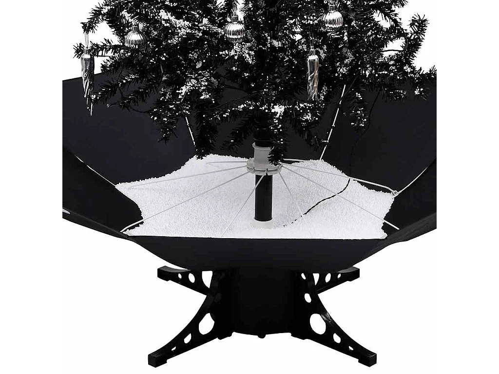 Arbre de Noël neigeux avec base de parapluie Noir 190 cm PVC
