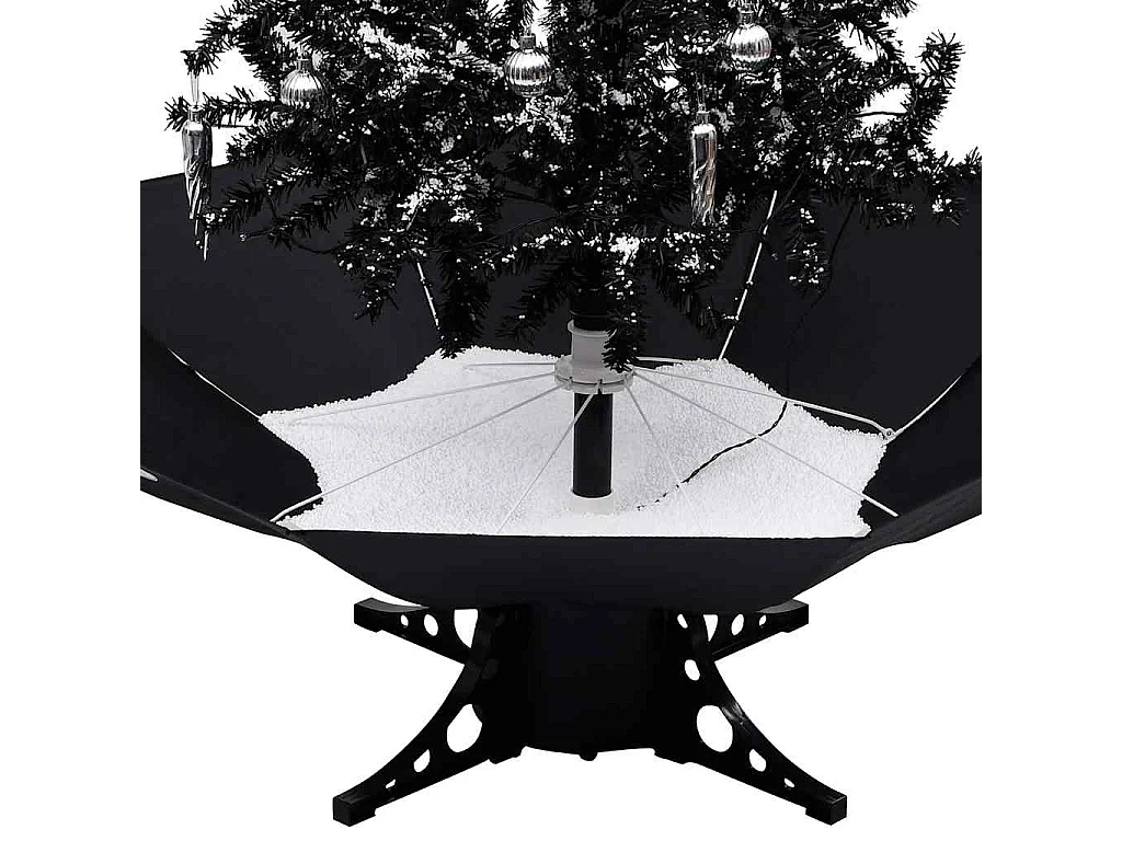 Arbre de Noël neigeux avec base de parapluie Noir 190 cm PVC