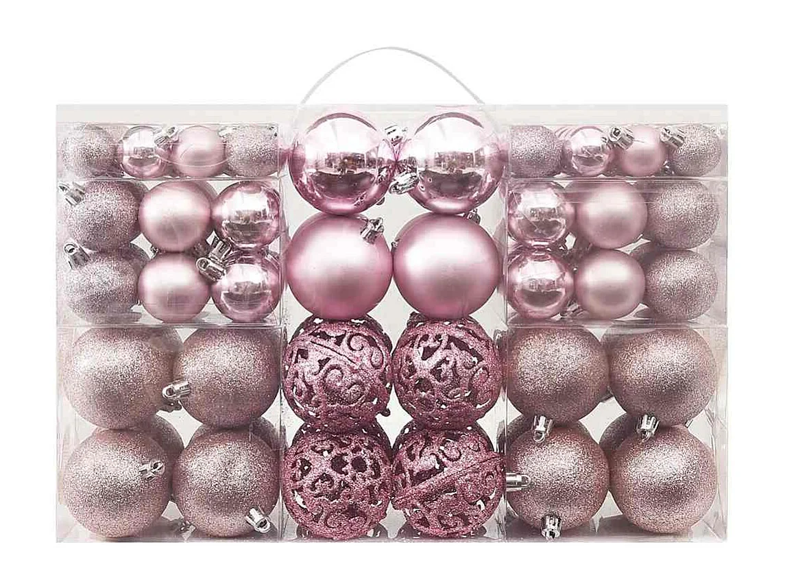 Ensemble de boules de Noël 100 pcs Rose