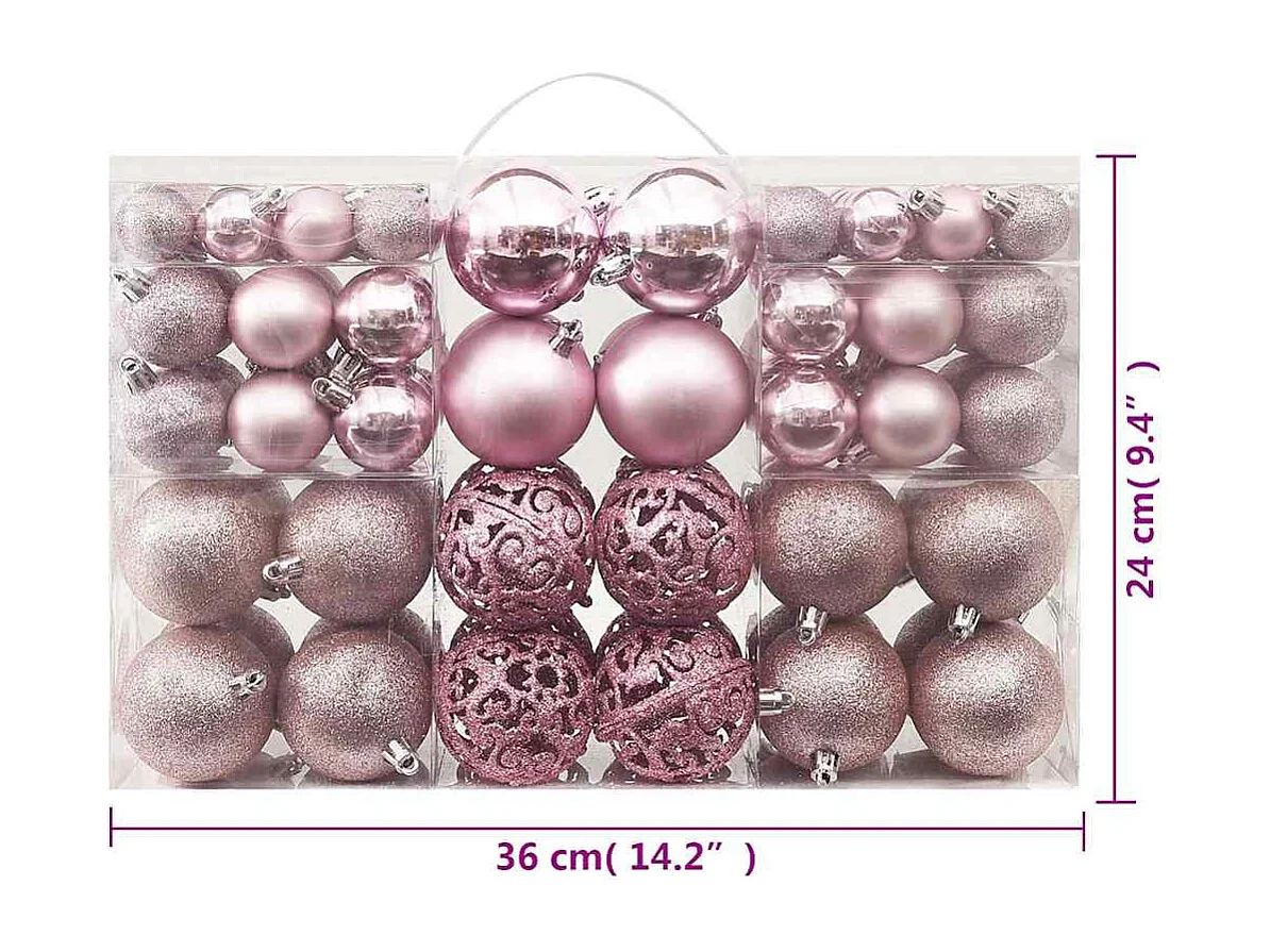 Ensemble de boules de Noël 100 pcs Rose
