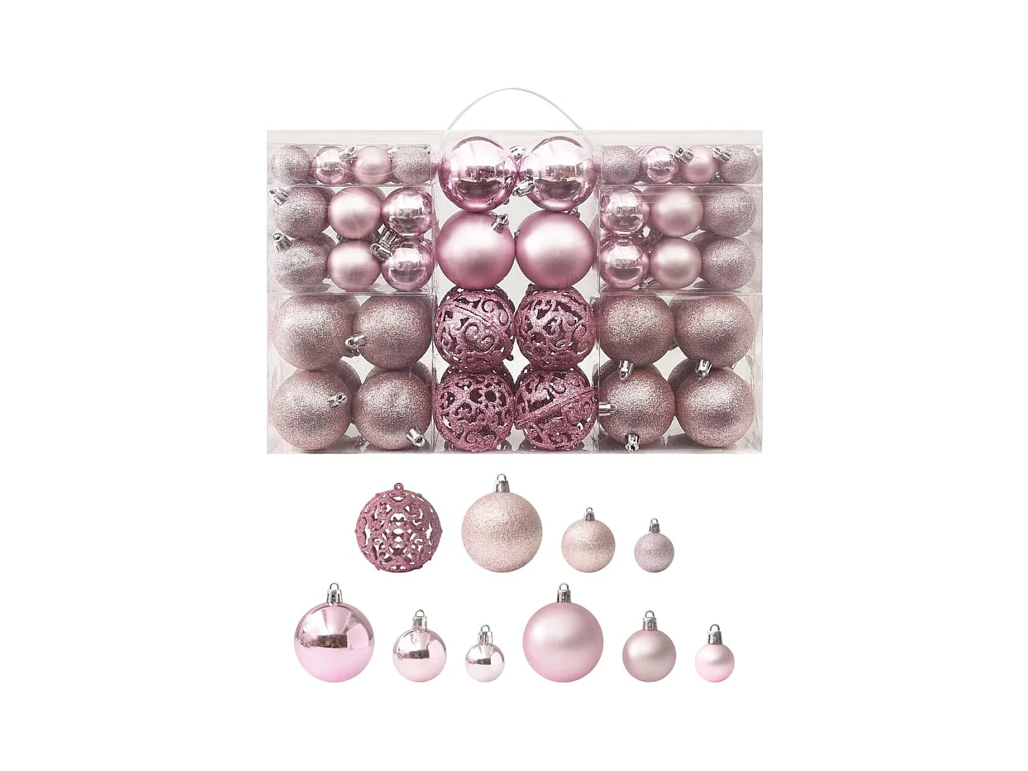 100-tlg. Weihnachtskugel-Set Rosa
