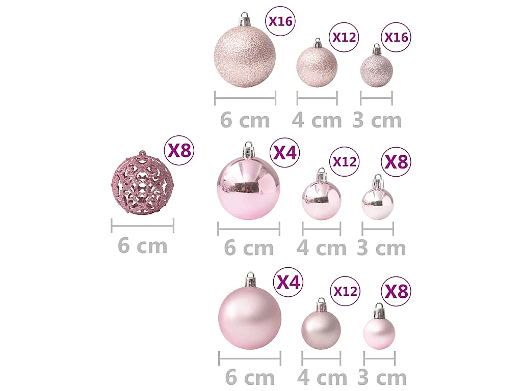 100-delige Kerstballenset roze