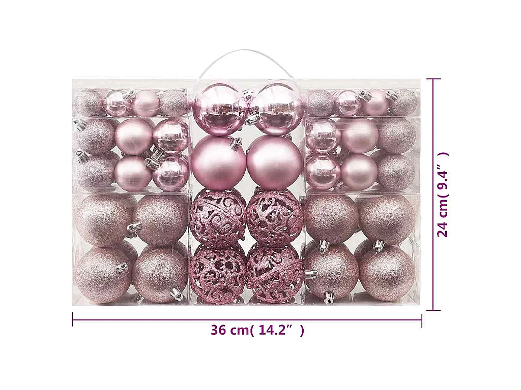 100-delige Kerstballenset roze