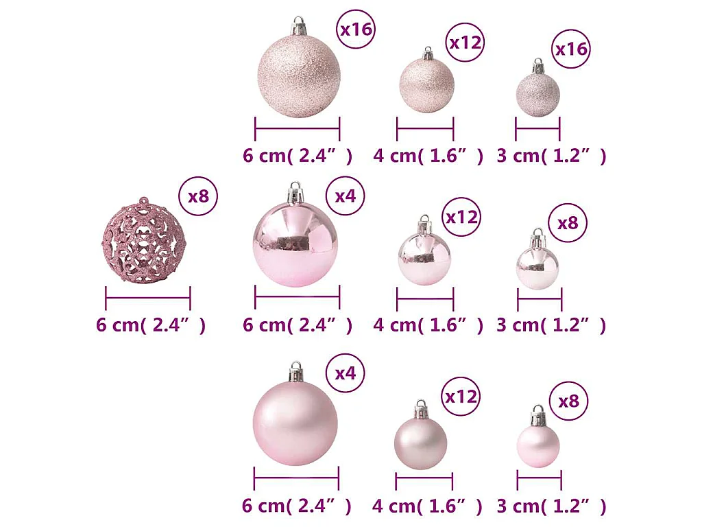 100-delige Kerstballenset roze