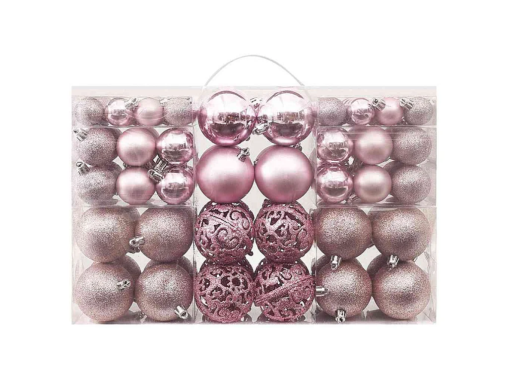 Ensemble de boules de Noël 100 pcs Rose