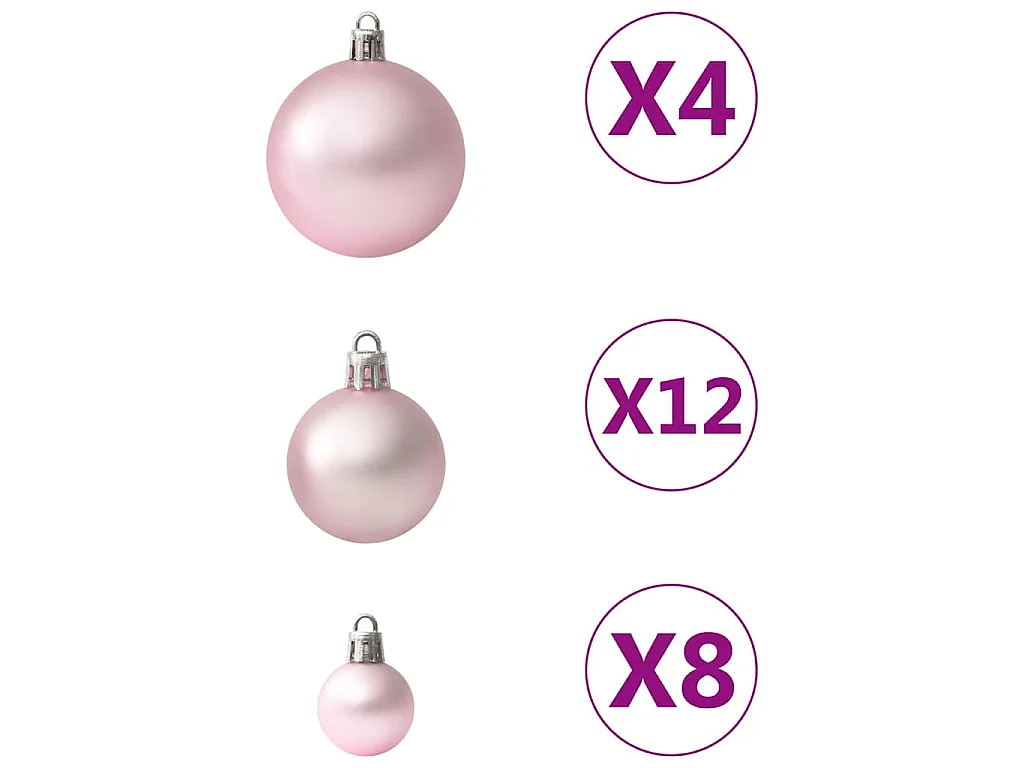 Ensemble de boules de Noël 100 pcs Rose