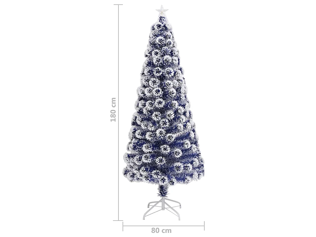 Árbol de Navidad con luces fibra óptica blanco y azul 180 cm