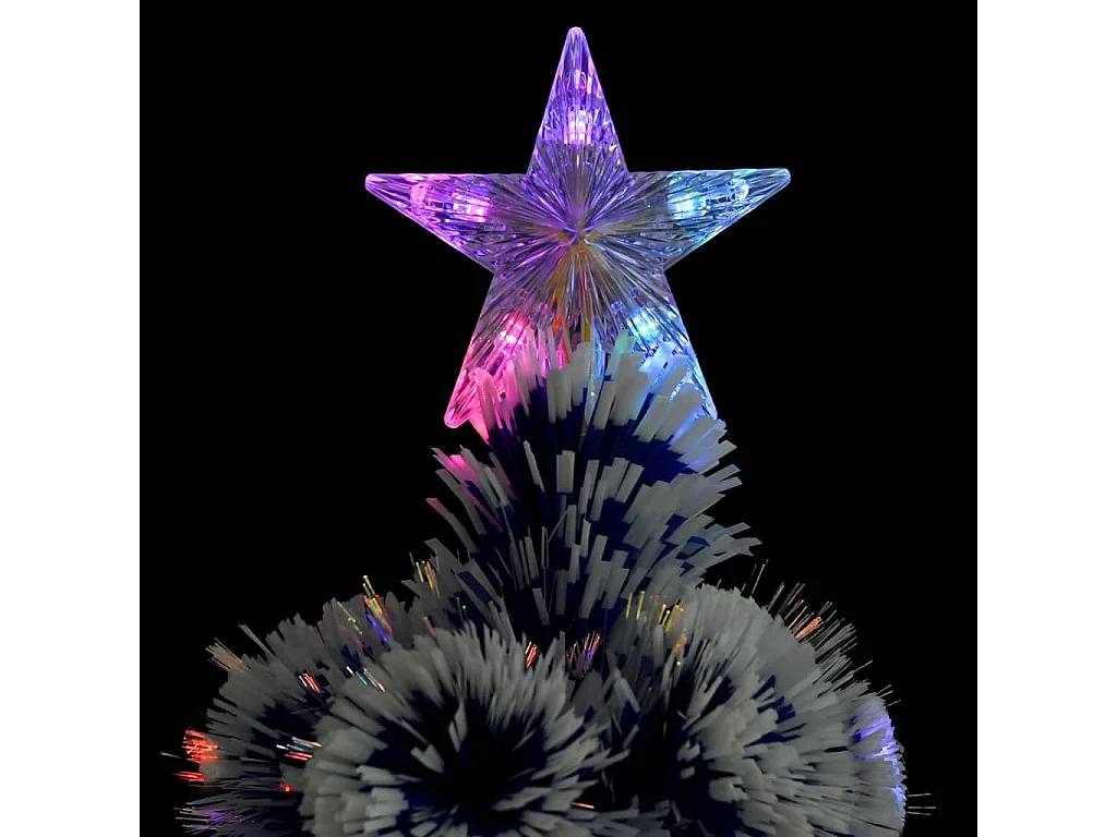 Árbol de Navidad con luces fibra óptica blanco y azul 180 cm