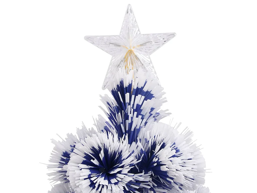 Árbol de Navidad con luces fibra óptica blanco y azul 180 cm