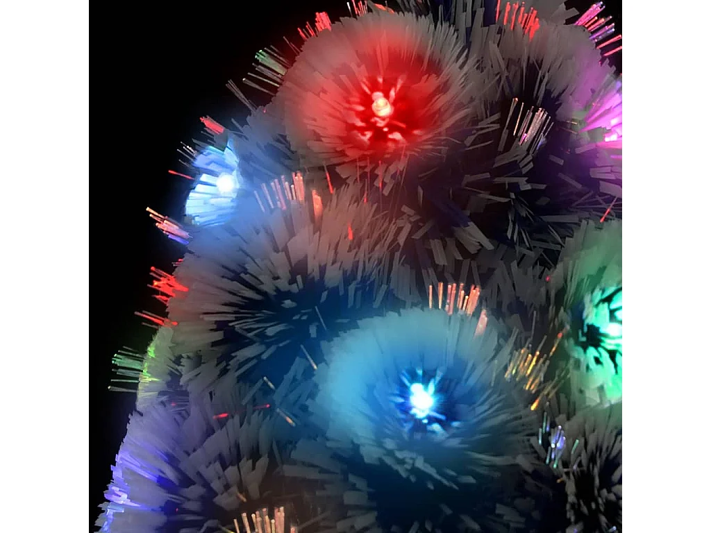 Árbol de Navidad con luces fibra óptica blanco y azul 180 cm