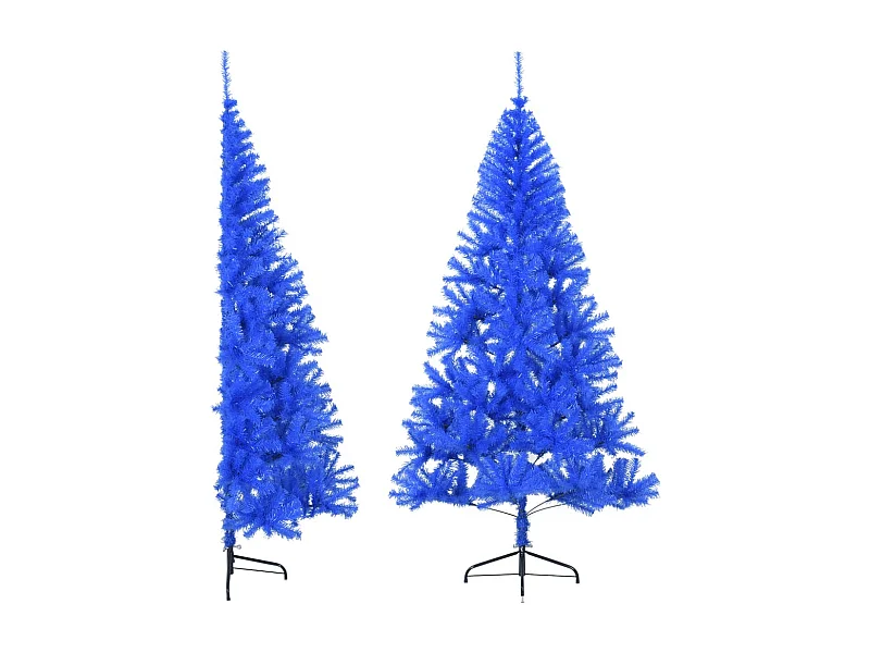 Albero di Natale Artificiale a Metà con Supporto Blu 180 cm PVC