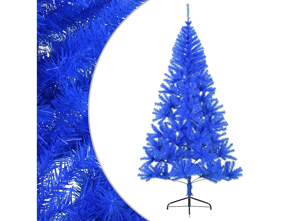 Demi sapin de Noël artificiel avec support Bleu 180 cm PVC