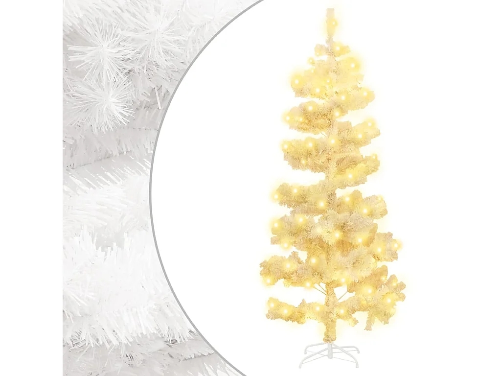 Albero di Natale Preilluminato con Vaso Bianco 150 cm in PVC