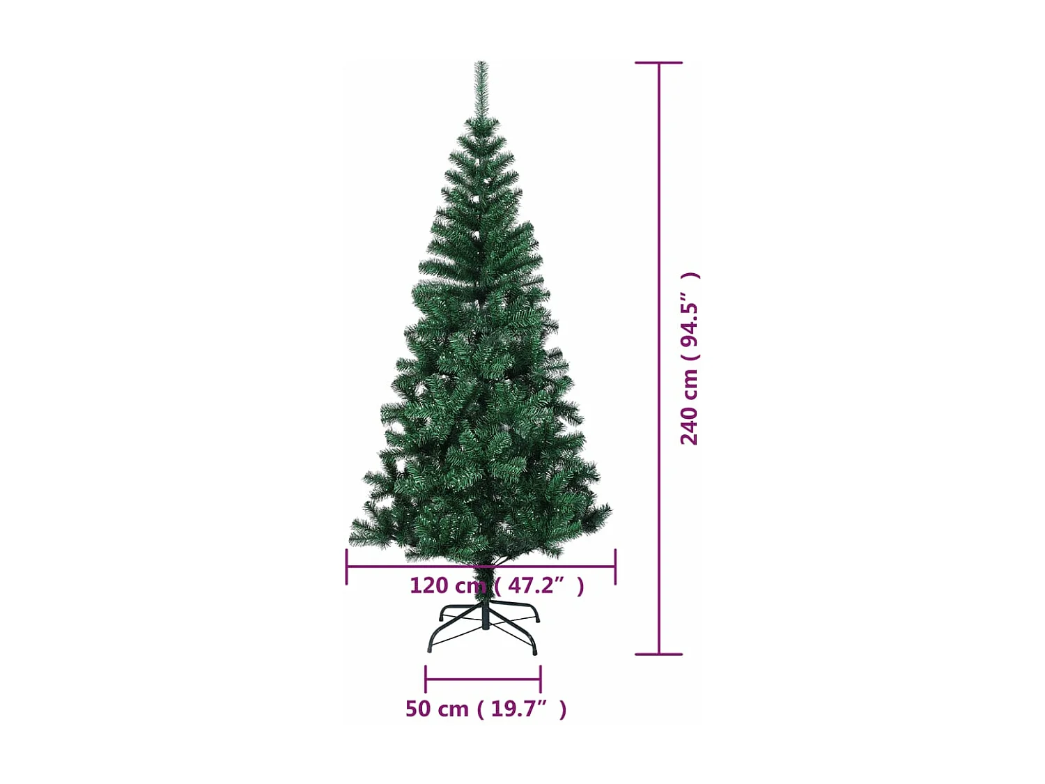 Künstlicher Weihnachtsbaum Schillernde Spitzen Grün 240 cm PVC