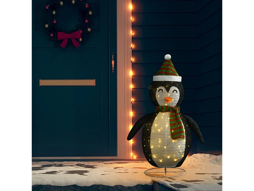 Décoration de Noël pingouin à LED Tissu de luxe 120 cm