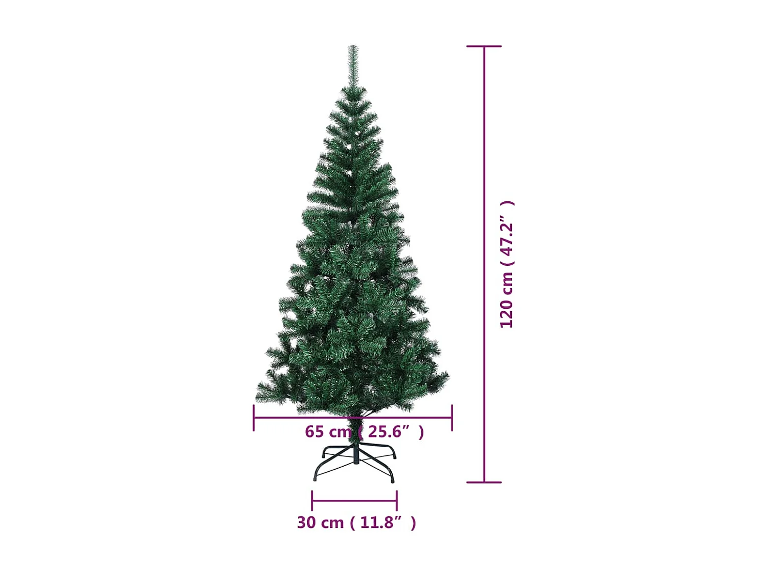 Künstlicher Weihnachtsbaum Schillernde Spitzen Grün 120 cm PVC