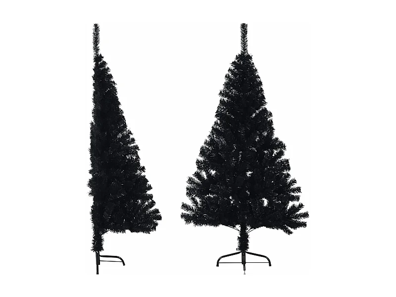 Albero di Natale Artificiale a Metà con Base Nero 150 cm PVC