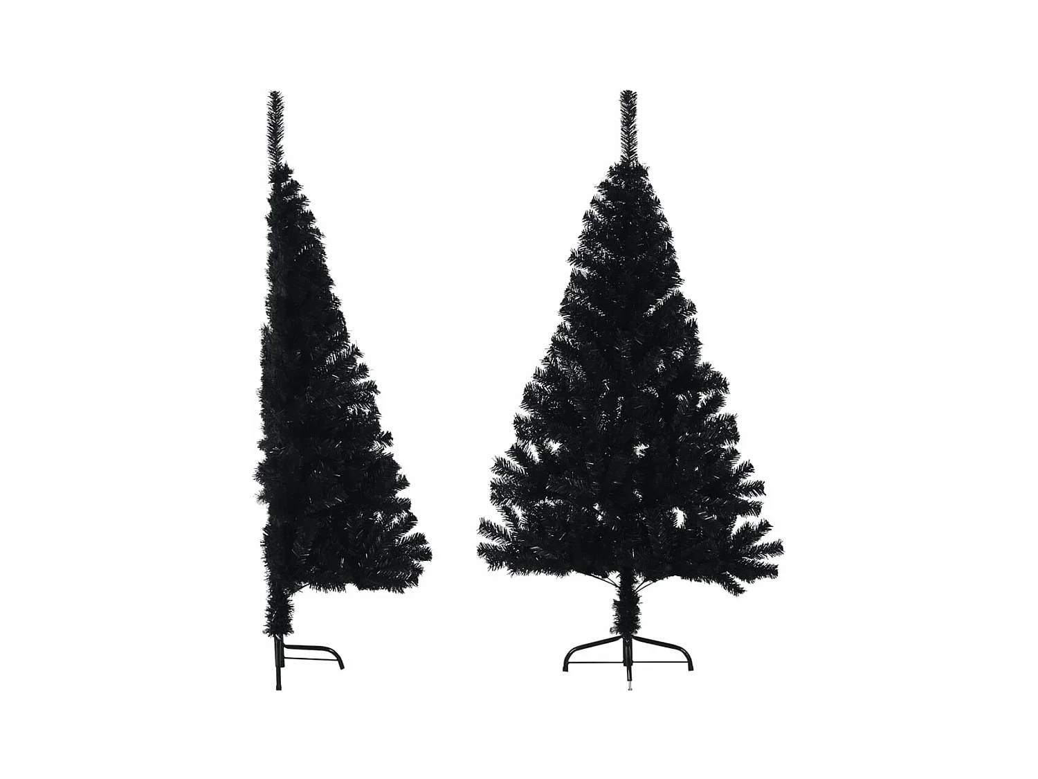 Demi sapin de Noël artificiel avec support Noir 150 cm PVC