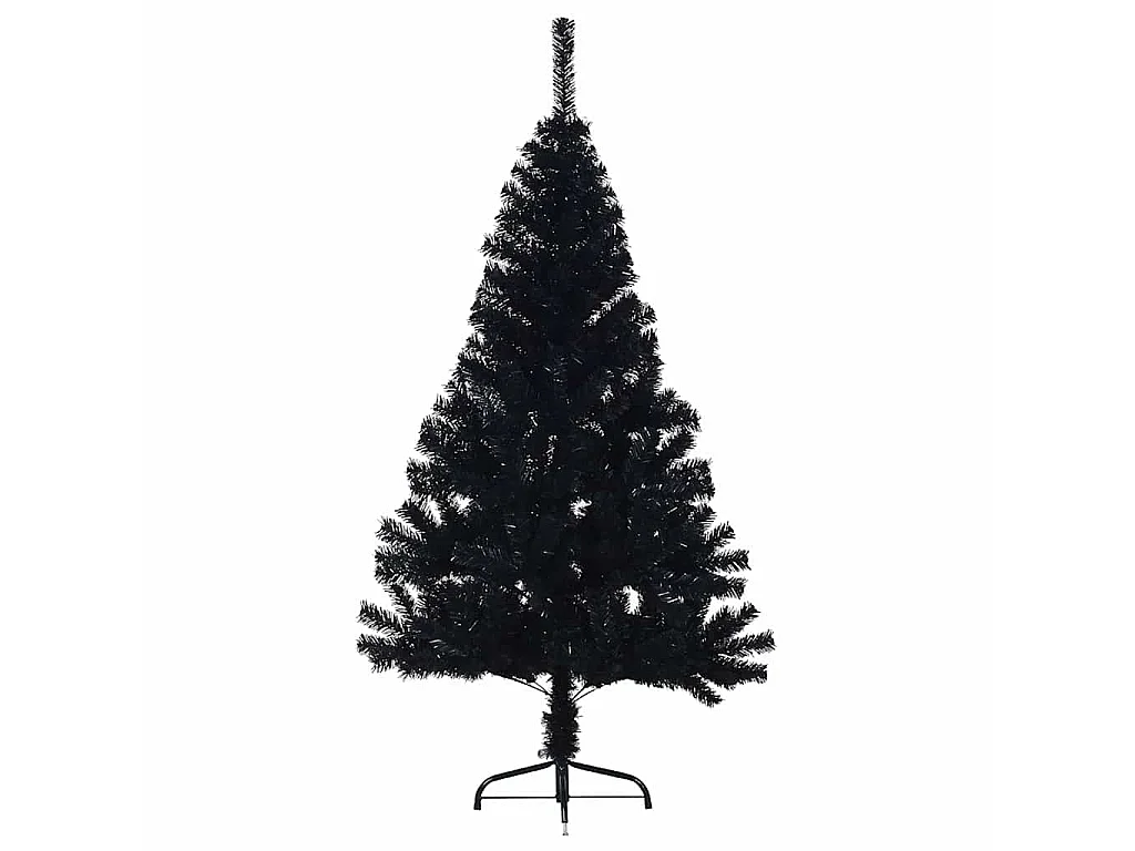 Meia árvore de Natal artificial com suporte 150 cm PVC preto