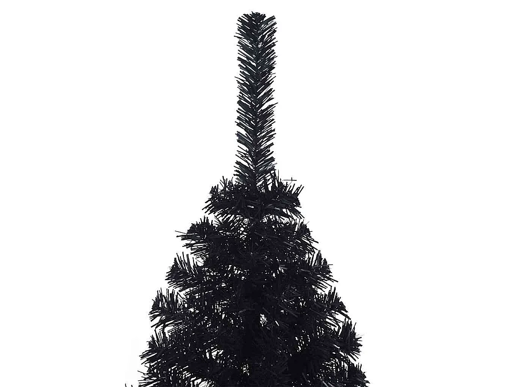 Meia árvore de Natal artificial com suporte 150 cm PVC preto