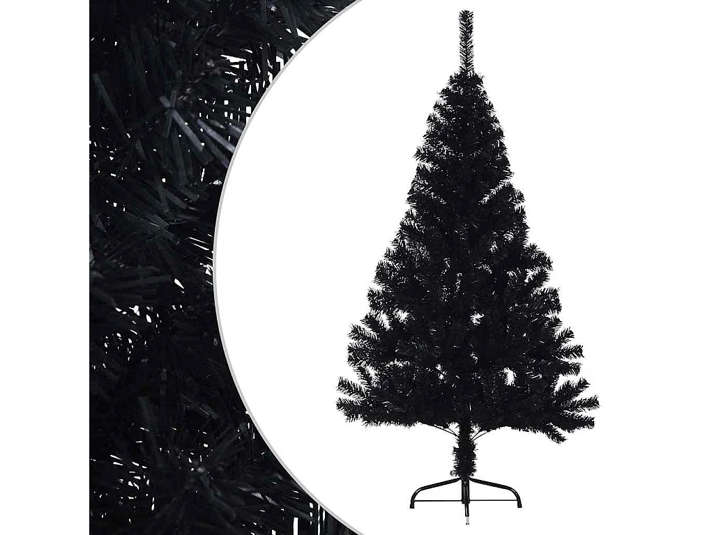 Kunstkerstboom met standaard half 150 cm PVC zwart