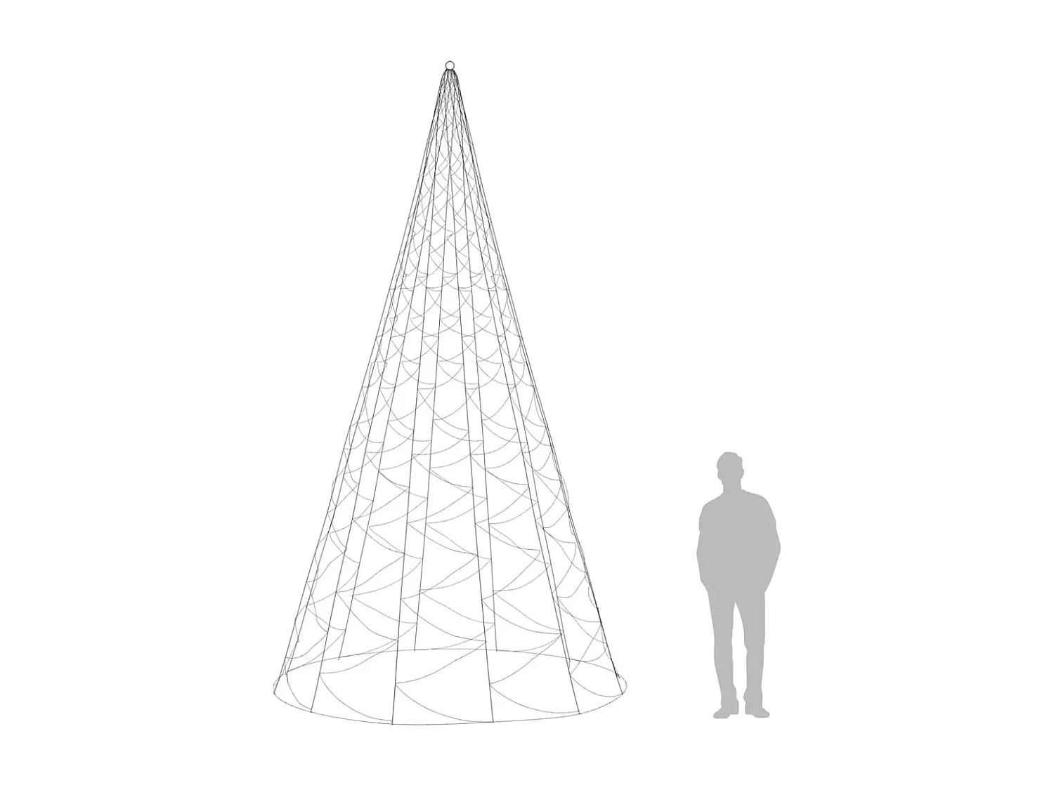 Sapin de Noël sur mât de drapeau 1400 LED Blanc chaud 500 cm