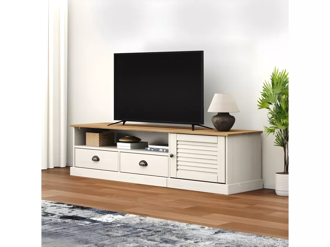 Kauf Unique TV-Schrank VIGO Weiß 156x40x40 cm Massivholz Kiefer