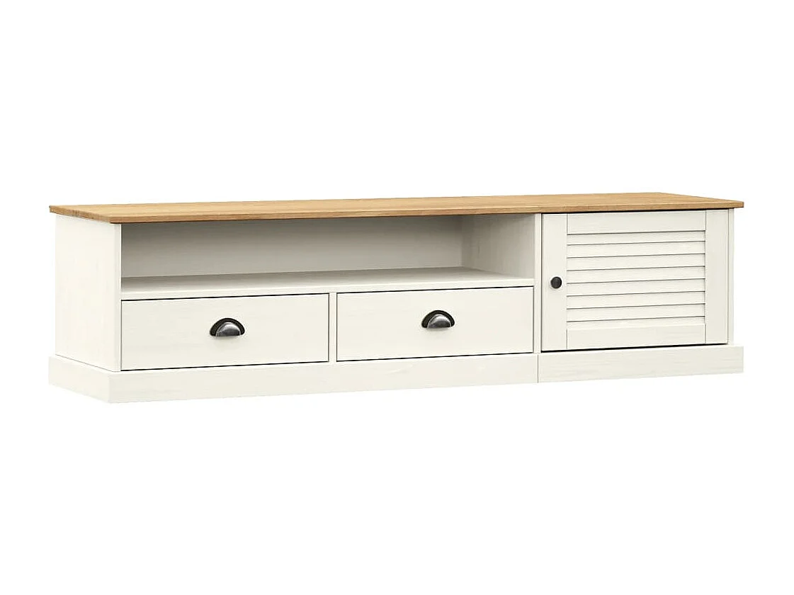 Meuble TV VIGO blanc 156x40x40 cm bois massif de pin