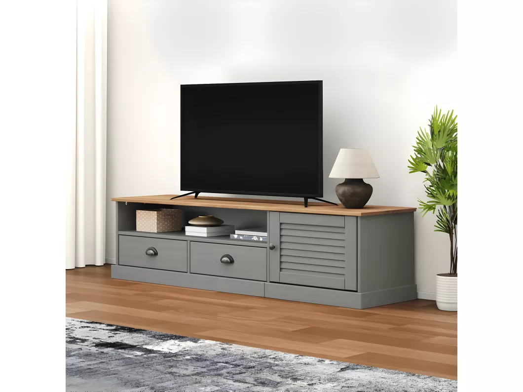 Kauf Unique TV-Schrank VIGO Grau 156x40x40 cm Massivholz Kiefer