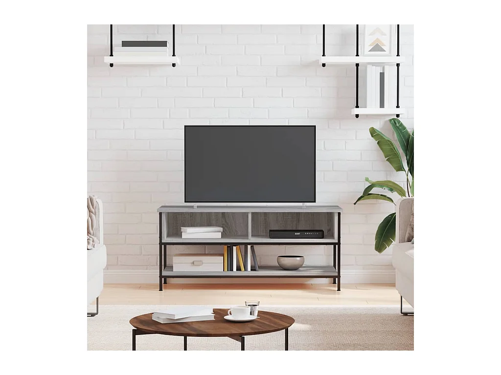 Tv-meubel 100x35x45 cm bewerkt hout grijs sonoma eikenkleurig