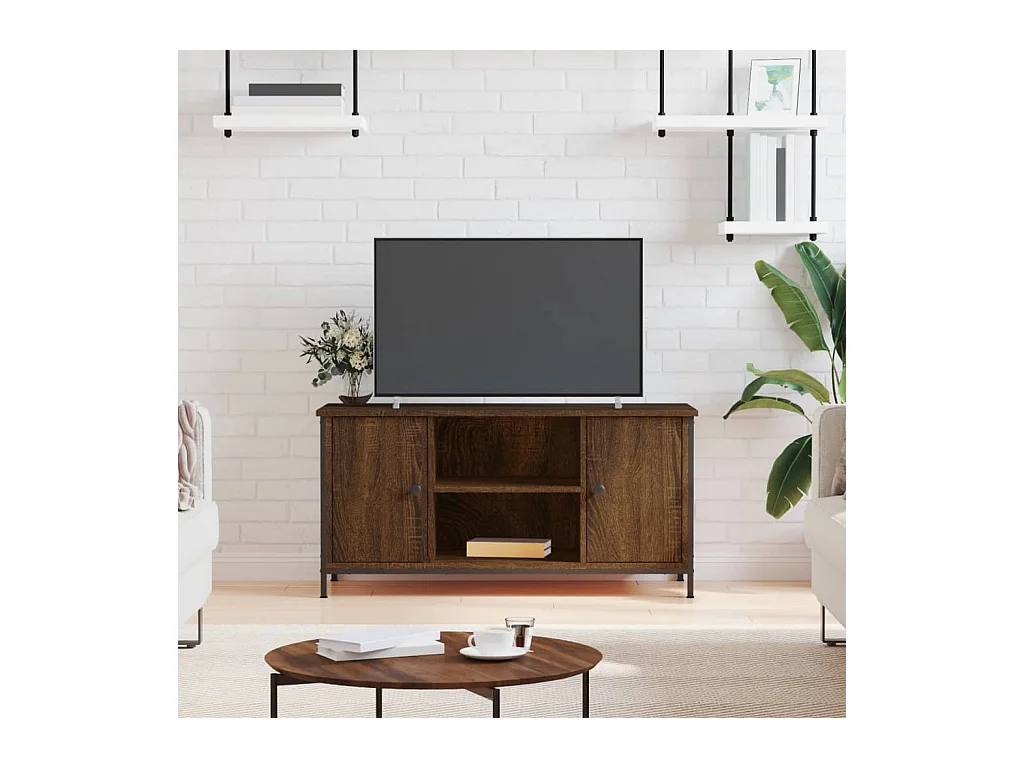 Tv-meubel 100x40x50 cm bewerkt hout bruin eikenkleur