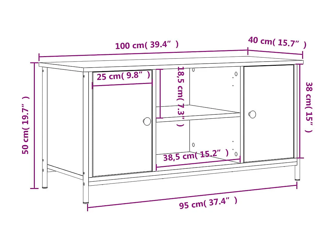 Meuble TV Chêne marron 100x40x50 cm Bois d'ingénierie