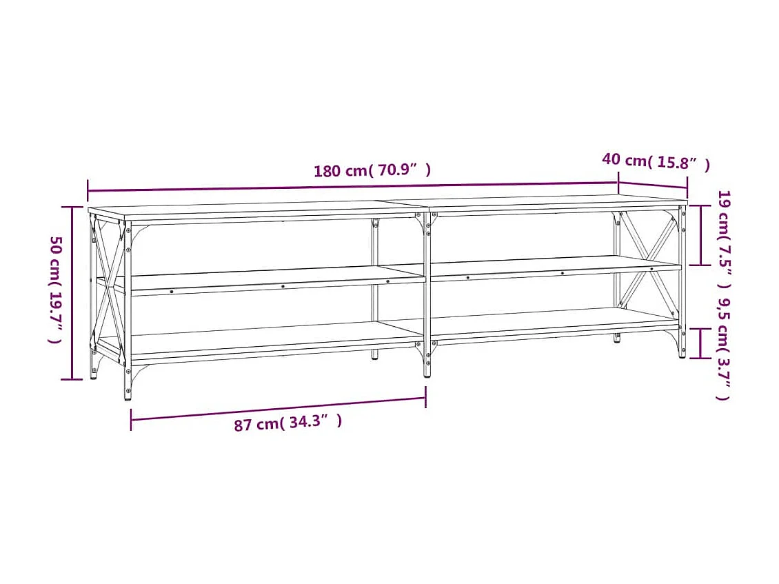 TV-Schrank Grau Sonoma 180x40x50 cm Holzwerkstoff
